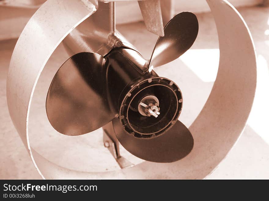 A three-bladed boat propeller