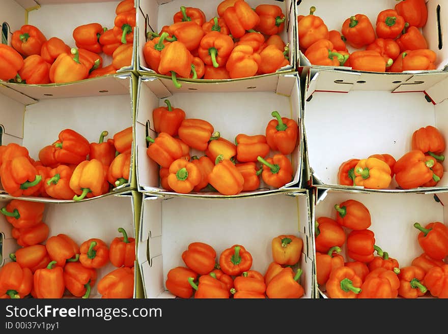 The orange peppers