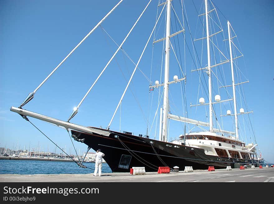 Luxurious boat for private relax on the sea with sails. Luxurious boat for private relax on the sea with sails