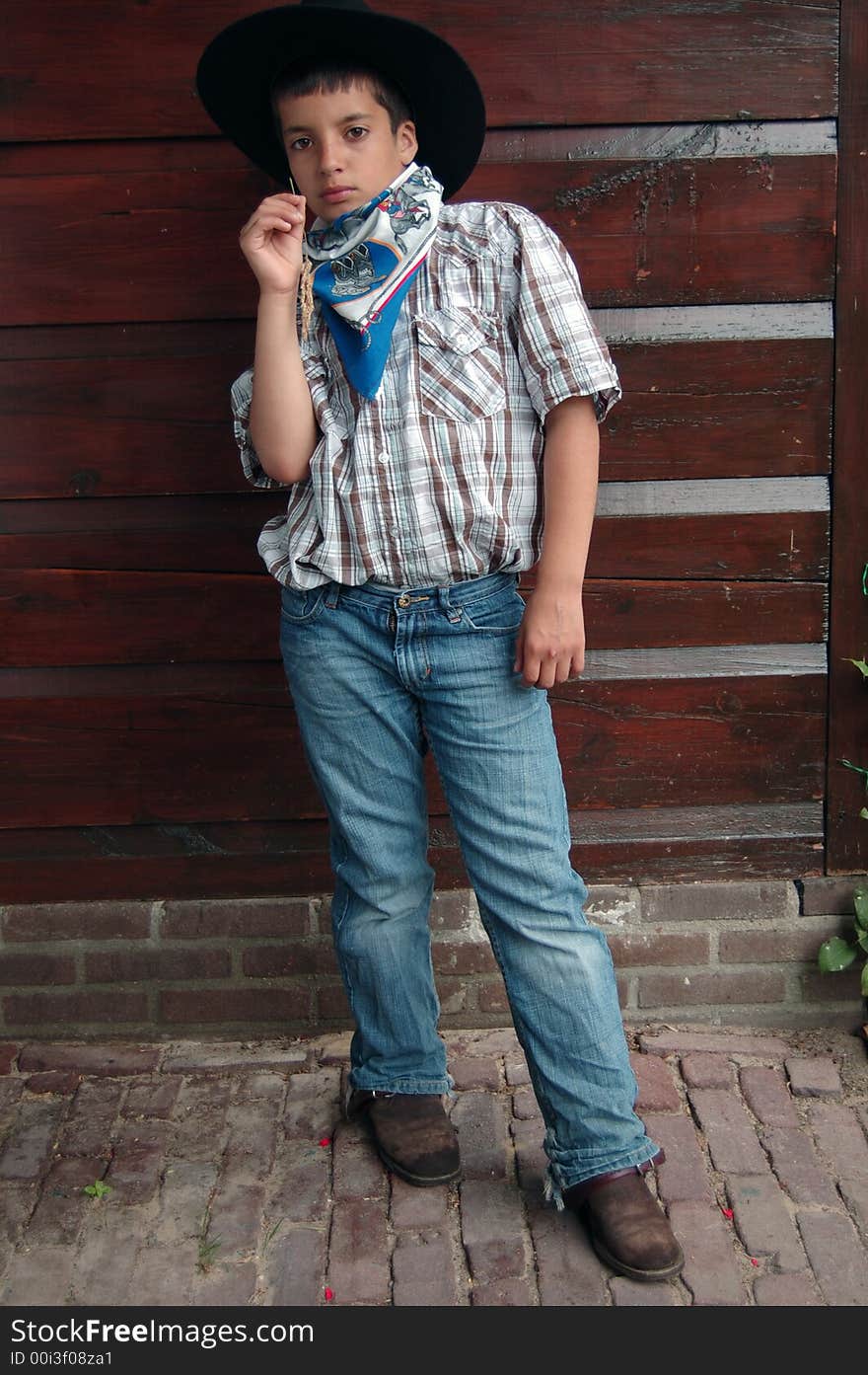 Western cowboy with grass in the mouth