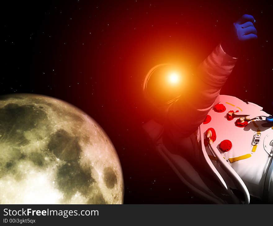 A conceptual image of spaceman or astronaut floating in space. A good conceptual image representing exploration,with added sun reflected of the visor. A conceptual image of spaceman or astronaut floating in space. A good conceptual image representing exploration,with added sun reflected of the visor.