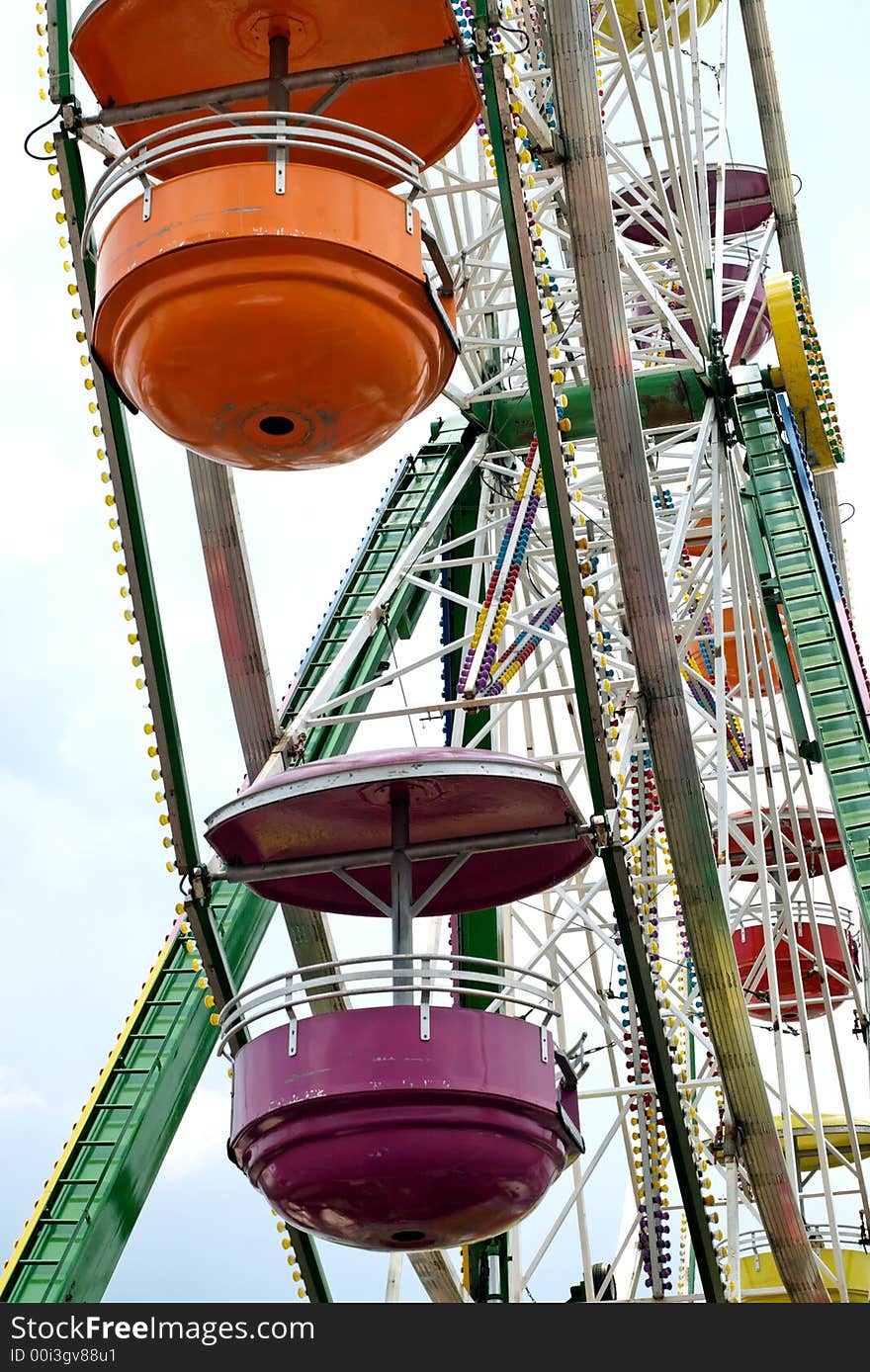 View of a ferris wheel from beneath