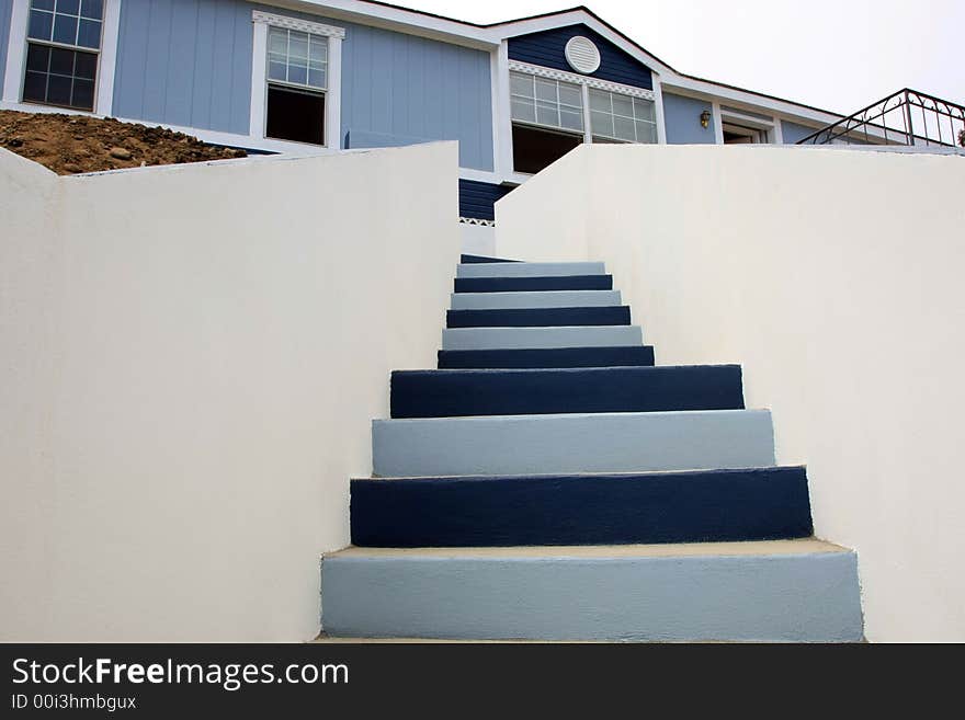 Blue and white mexican stairs