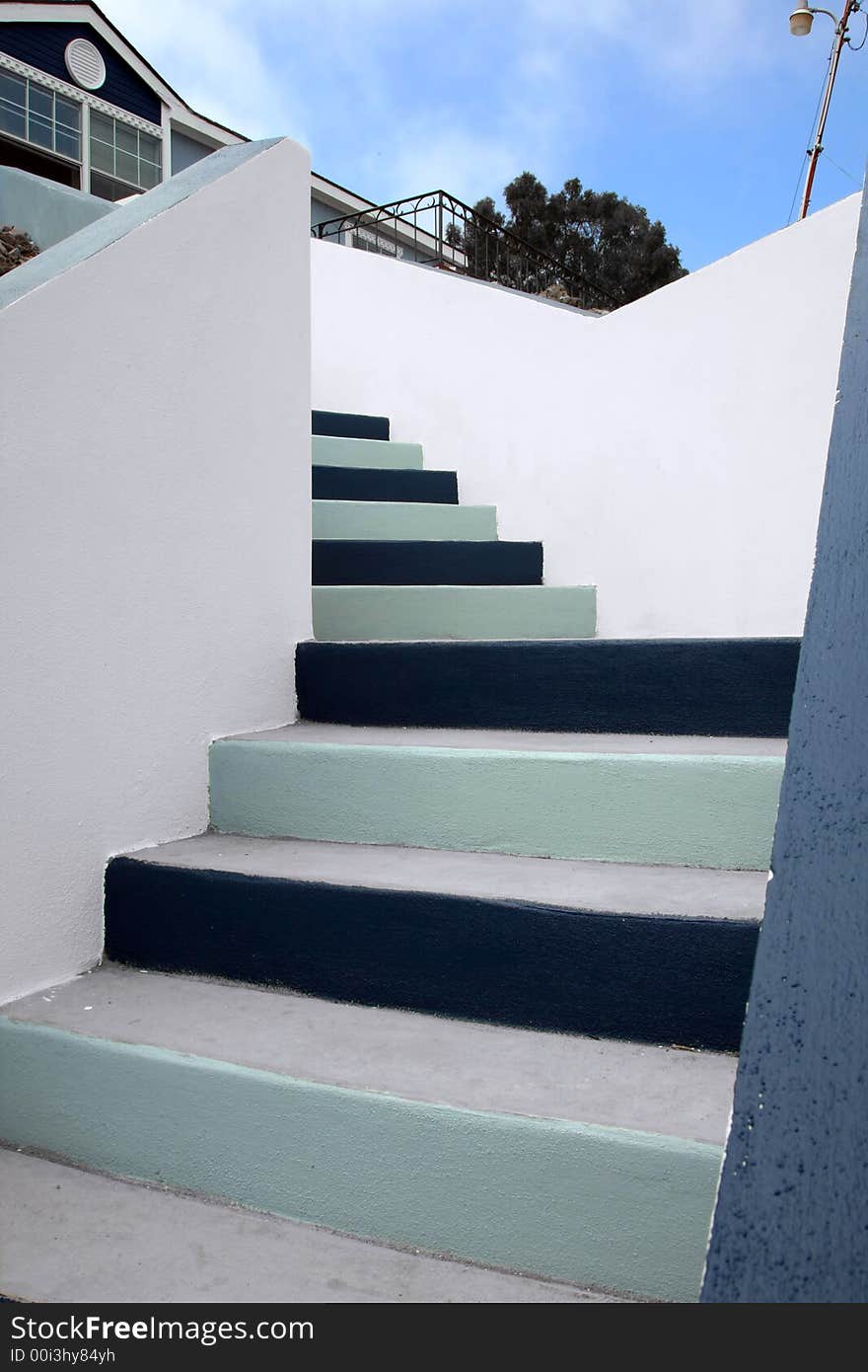 Blue and white mexican stairs