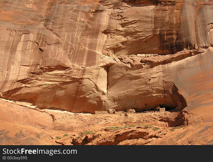 Ruins cling to the walls of Canyon de Chelly, Arizona. Ruins cling to the walls of Canyon de Chelly, Arizona.