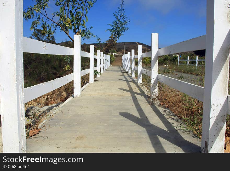 Wooden bridge and a blue sky