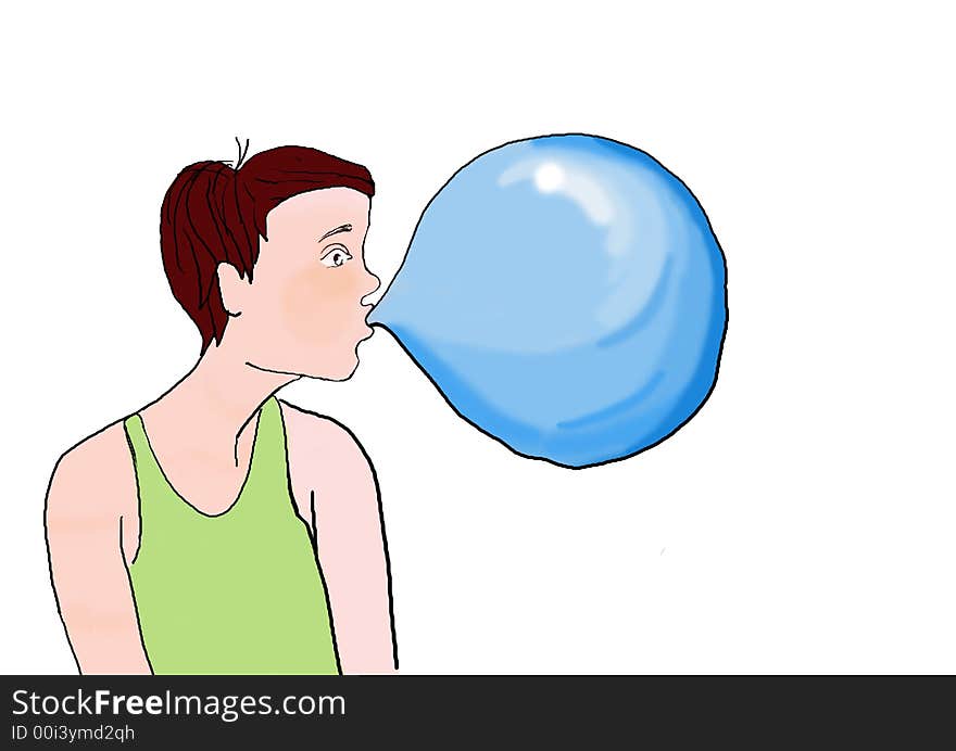 Boy making a  blue balloon