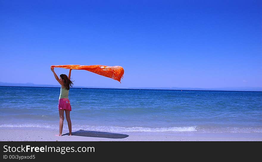 Photo girl on the sand beach. Photo girl on the sand beach