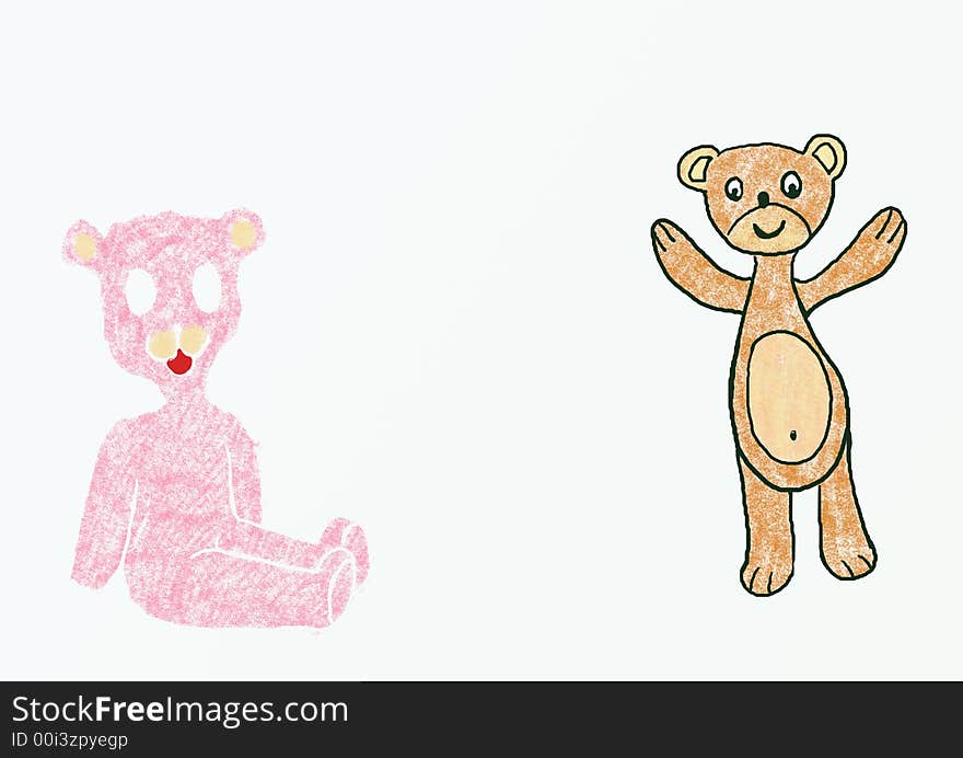 Illustration with Teddy Bears, different colors