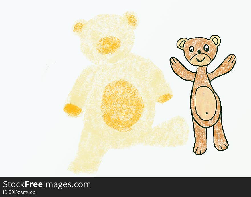 Illustration with Teddy Bears, different colors