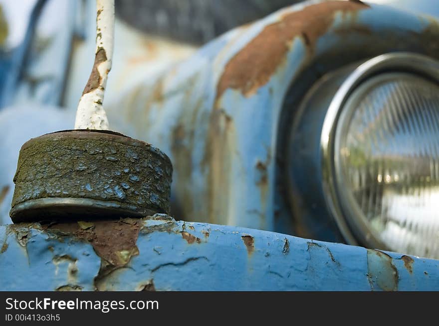 Blue old-fashioned rusty ancient car Praga V3S. Blue old-fashioned rusty ancient car Praga V3S.