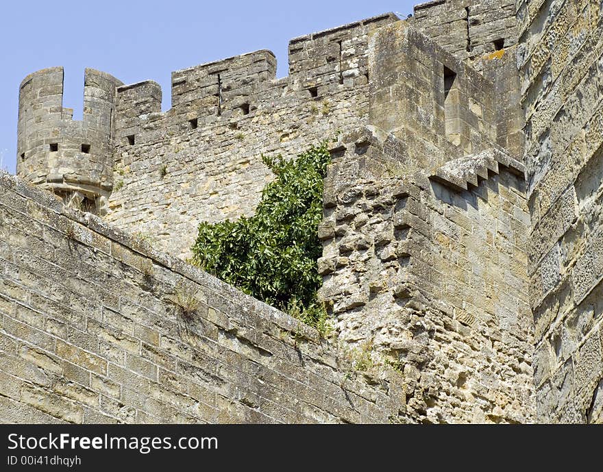 Walls and merlons in the cite of carcassonne