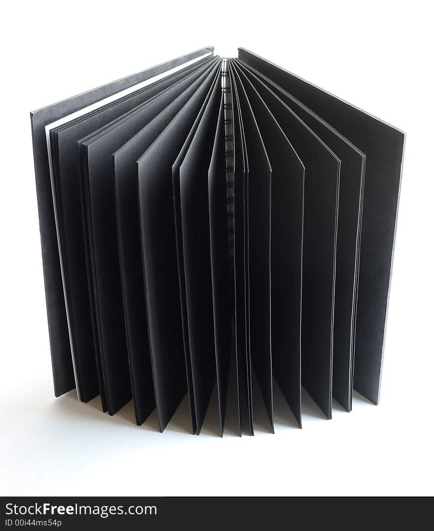 Black notebook on white background