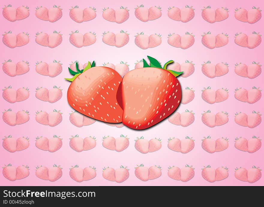 Bright red fresh strawberries on pink ground. Bright red fresh strawberries on pink ground