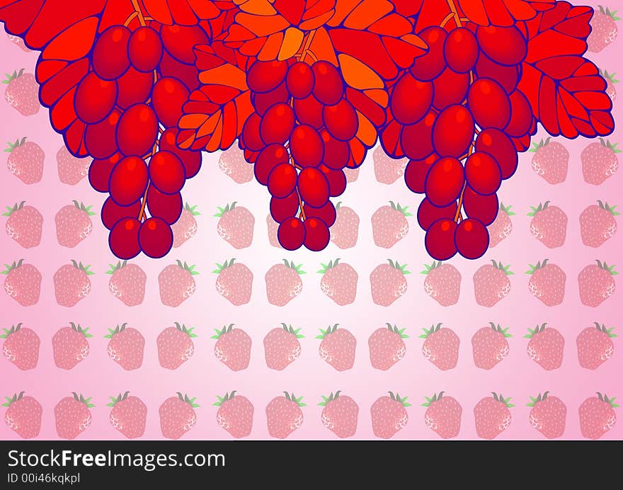 Strawberries and grapes poster