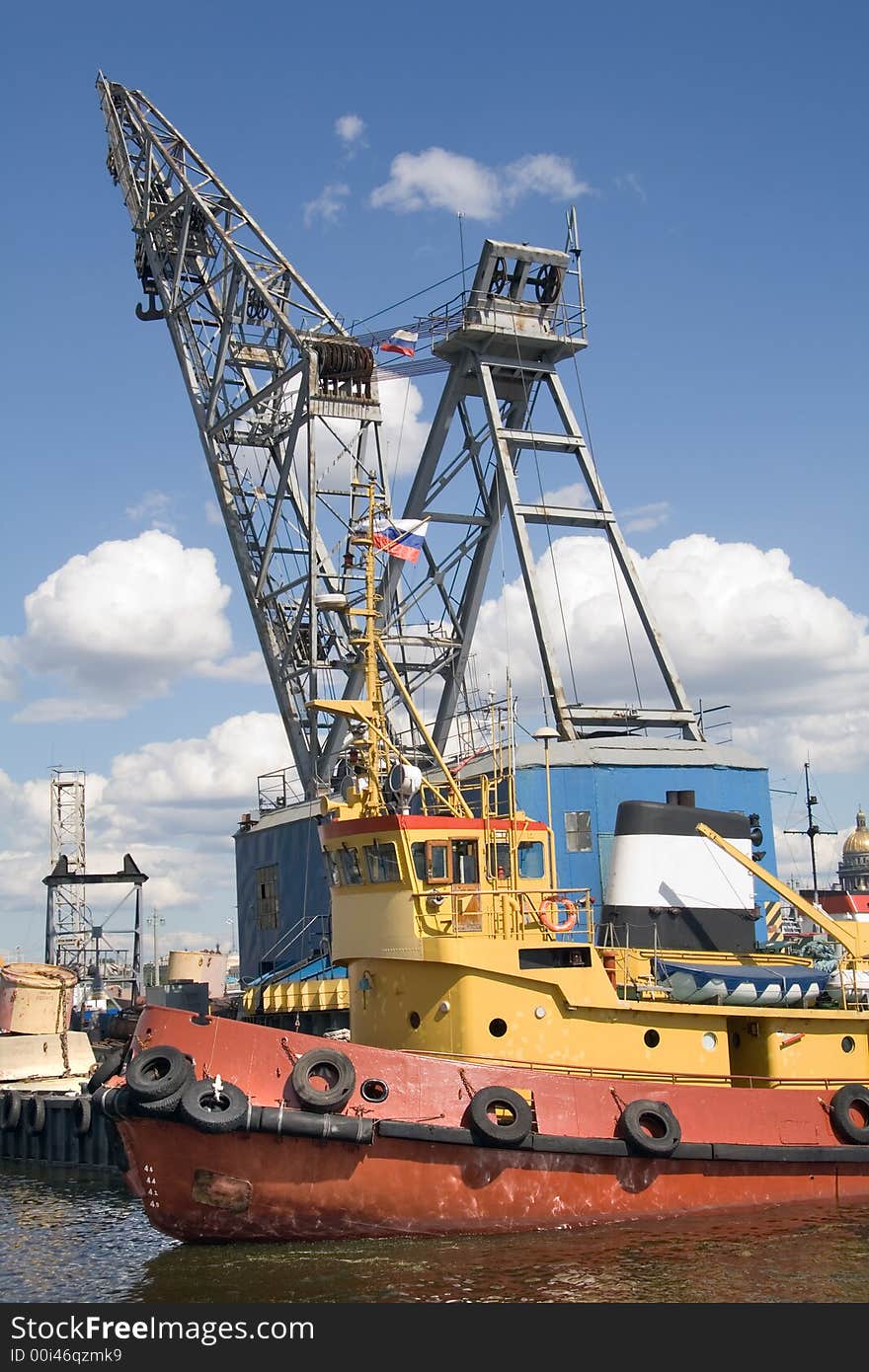 The tug in the seaport. The tug in the seaport