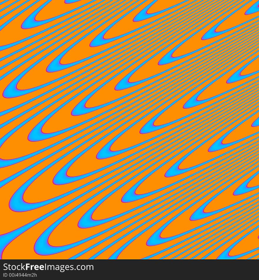 Computer generated fractal. Background with blue and orange loop shapes. Looks more bright blue and bright orange when enlarged. Optical illusion. Computer generated fractal. Background with blue and orange loop shapes. Looks more bright blue and bright orange when enlarged. Optical illusion.