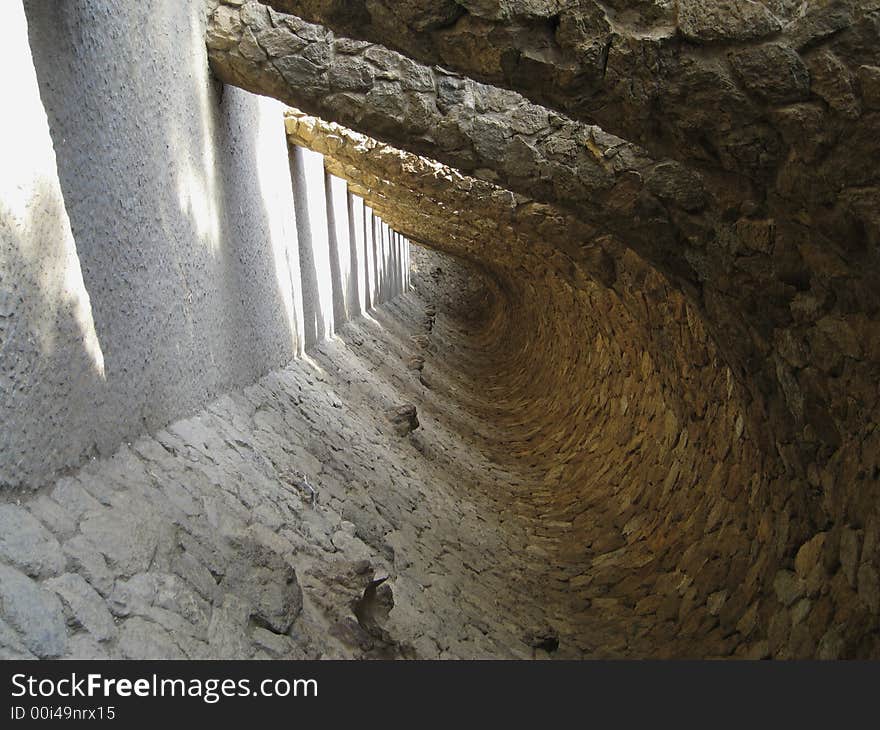 Convered Walkway At Park Guell By Antonio Gaudi