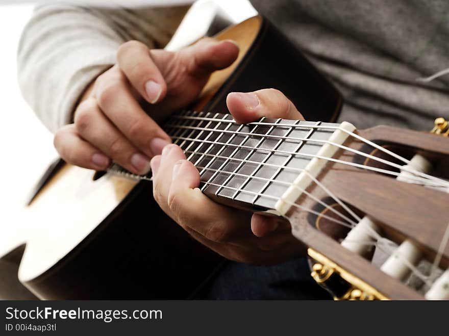 Acoustic guitar in the studio. Acoustic guitar in the studio