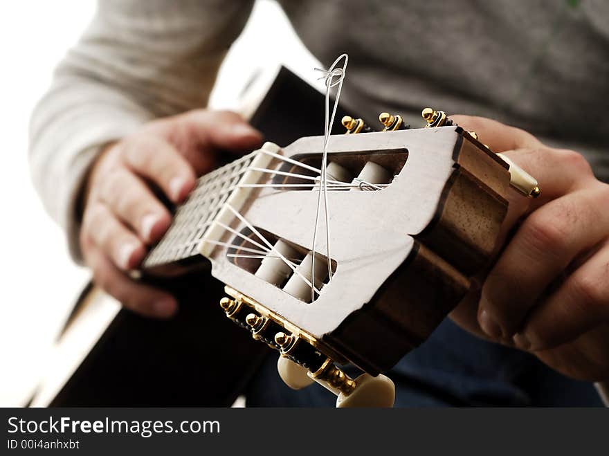 Acoustic guitar in the studio. Acoustic guitar in the studio