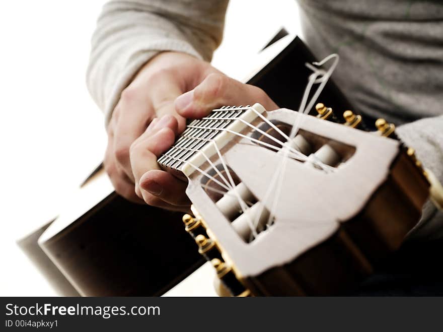 Acoustic guitar in the studio. Acoustic guitar in the studio