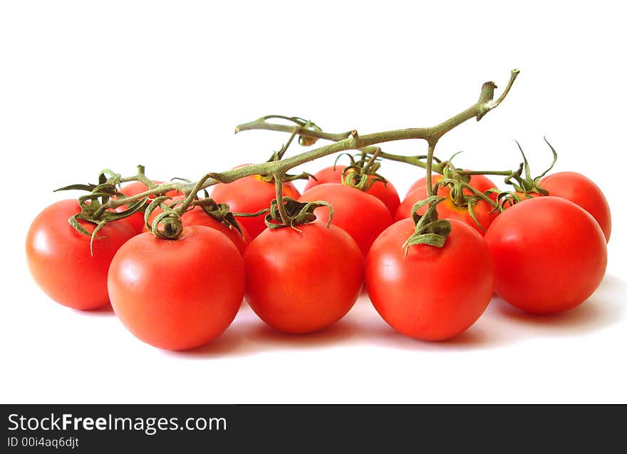 Many tomatos isolated