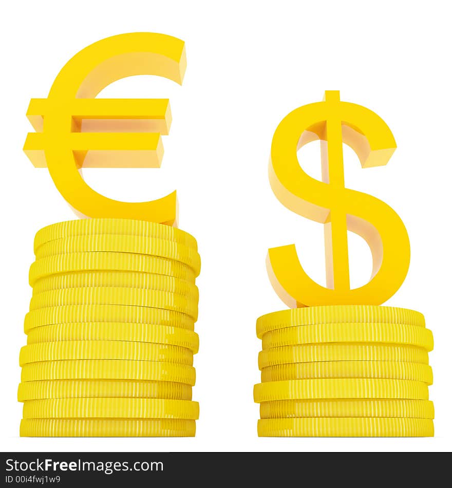 Diagram of the euro and dollar  from coins