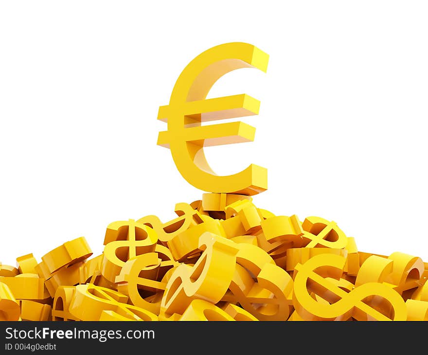 Euro & dollars on white background. Euro & dollars on white background