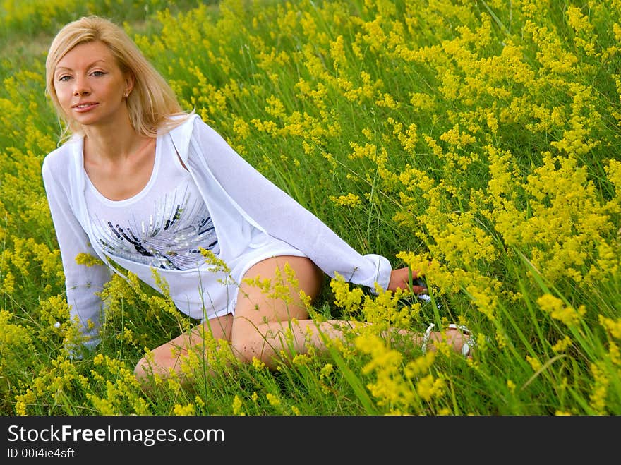 Beautiful young girl on the meadow. Beautiful young girl on the meadow