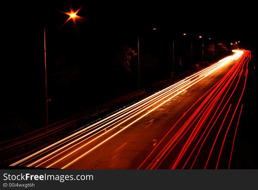 Many colored lights on the street