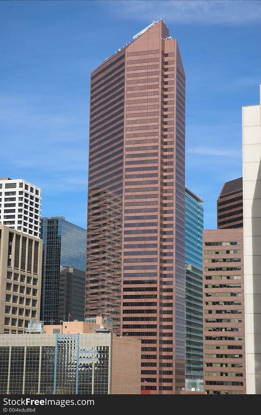 Skyscrapers towering over Calgary Alberta Canada.