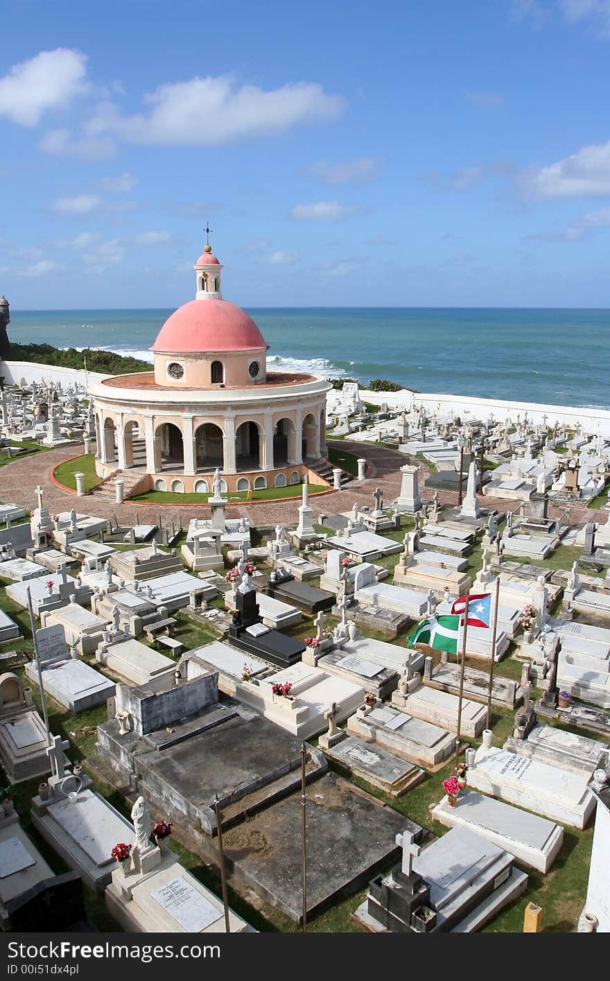 San Juan cemetery with chapel and grave sites on Puerto Rico. San Juan cemetery with chapel and grave sites on Puerto Rico.