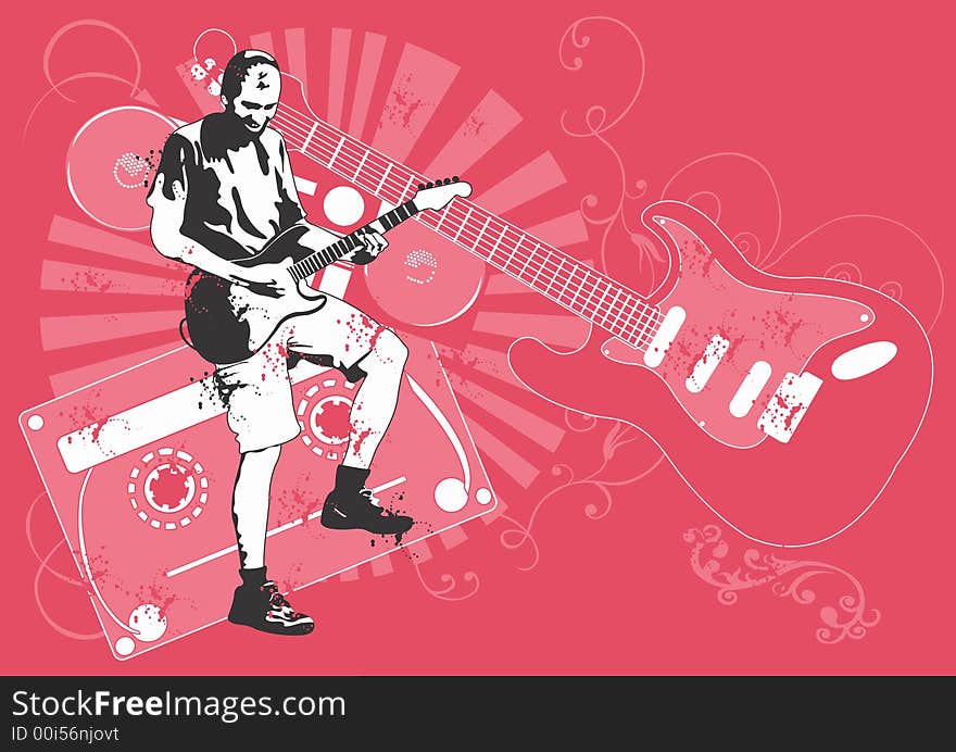 Illustration of a man playing guitar. Illustration of a man playing guitar