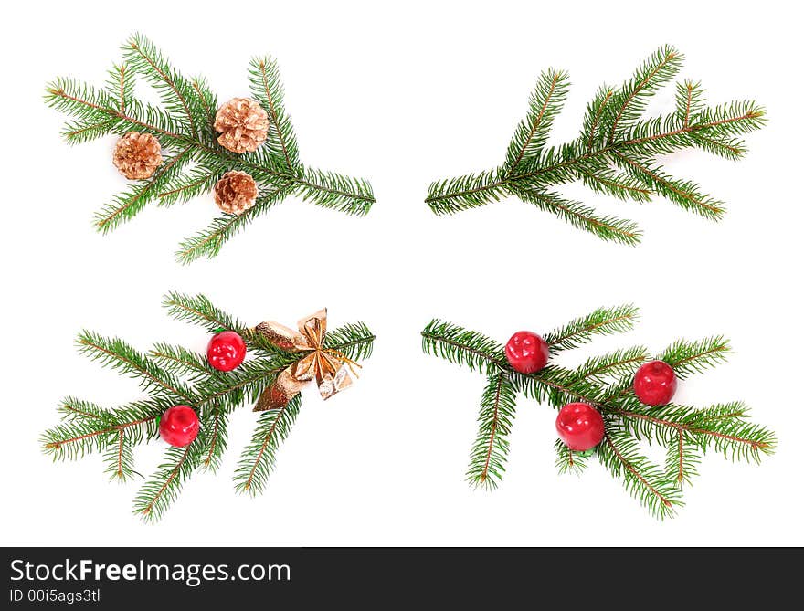 Detail of Christmas tree with a red Christmas ball