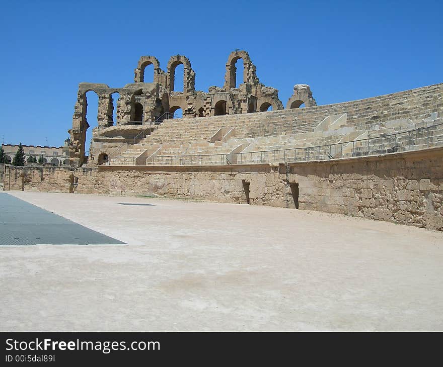 Ancient roman stadium in tunisia africa landamarks. Ancient roman stadium in tunisia africa landamarks