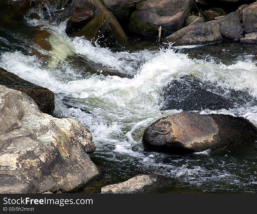 Water rushing over rocks