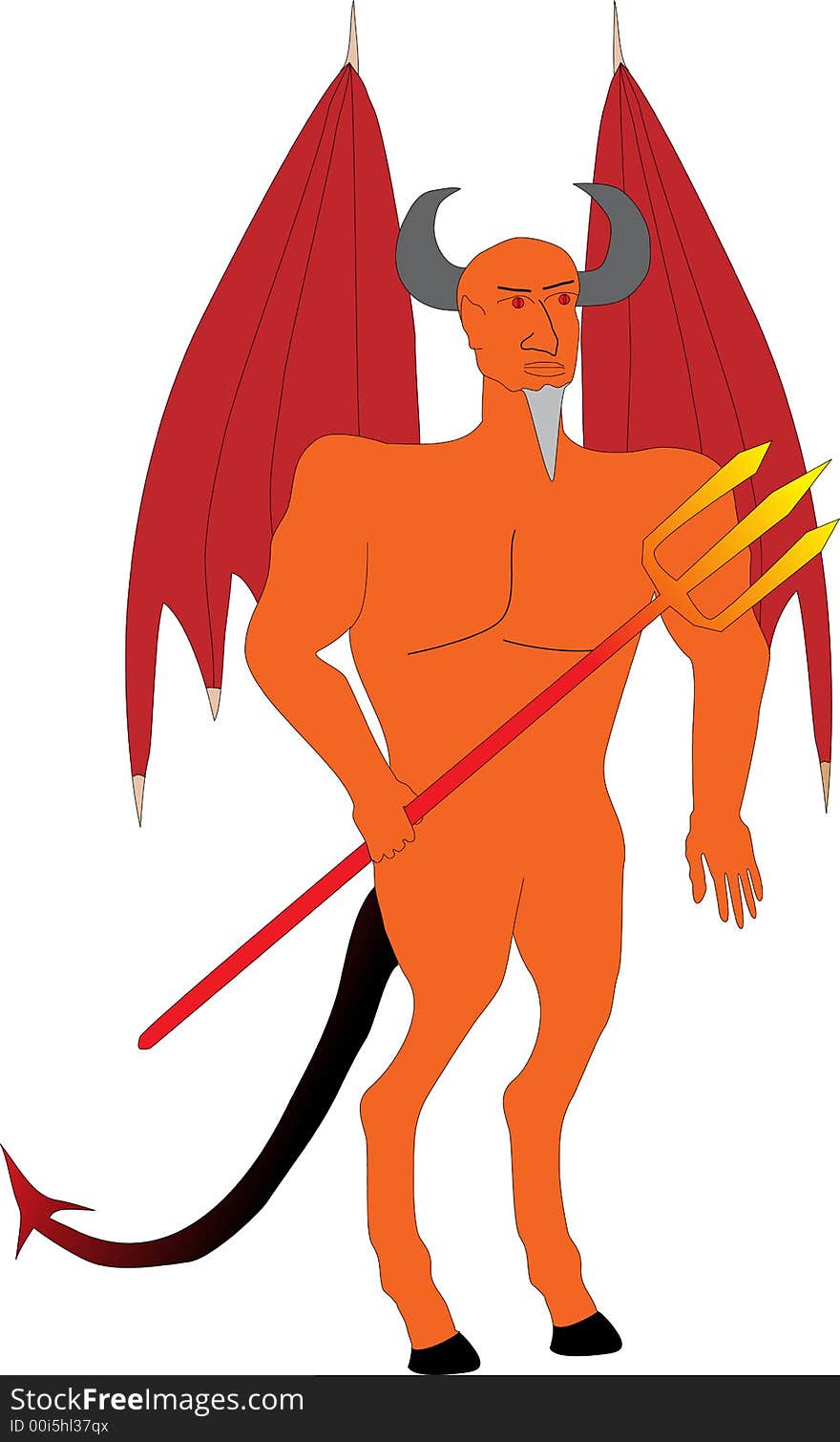 Devil with trident on white background