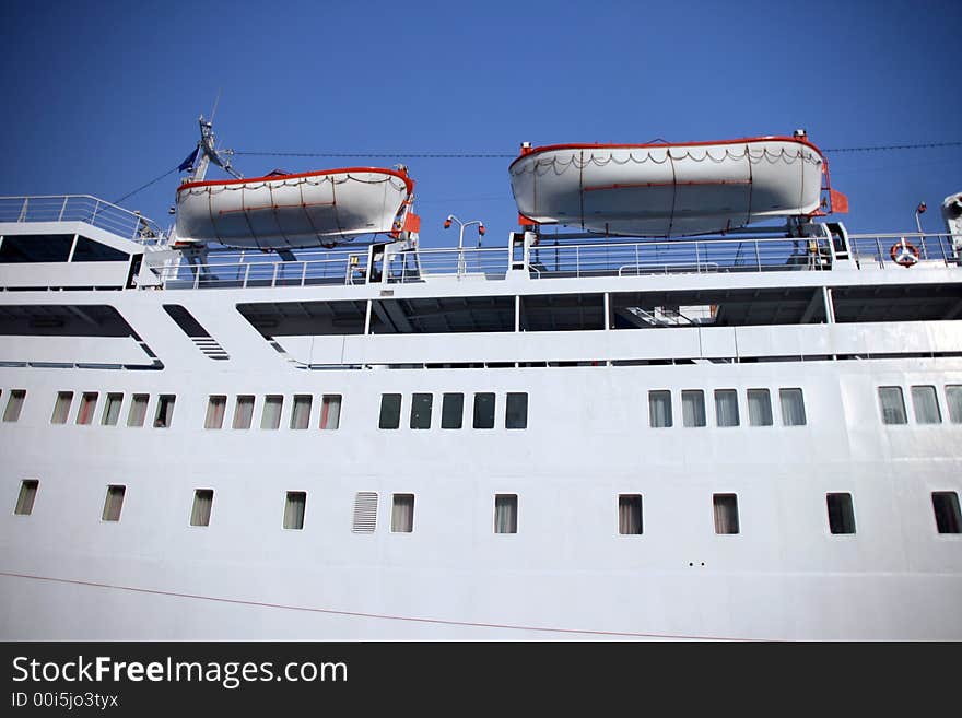 Passenger ship life boats horozontal piraeus greece. Passenger ship life boats horozontal piraeus greece