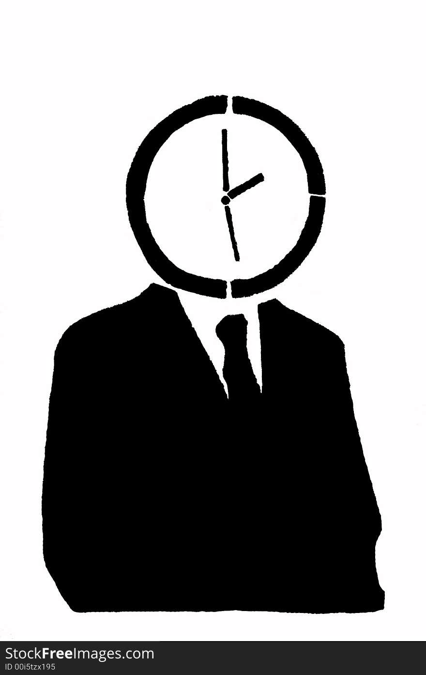 Figure of the man in a suit with clock instead of the head. Figure of the man in a suit with clock instead of the head