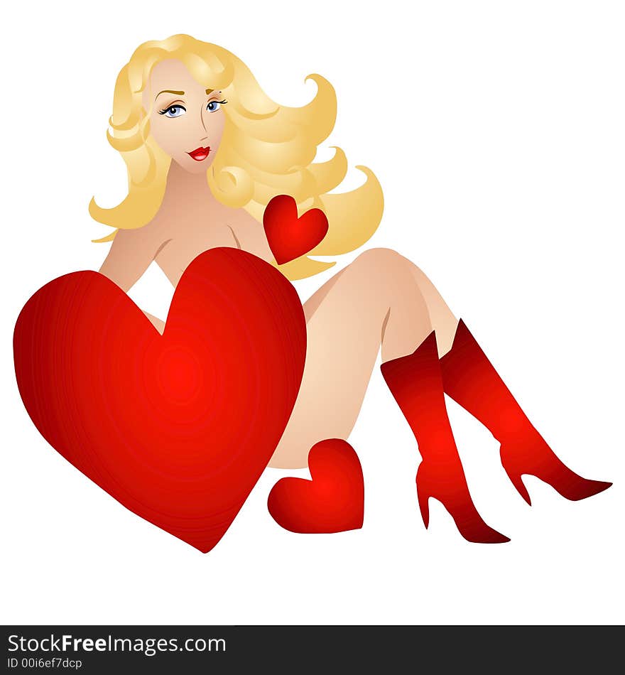 Sexy Blonde Hearts Clip Art