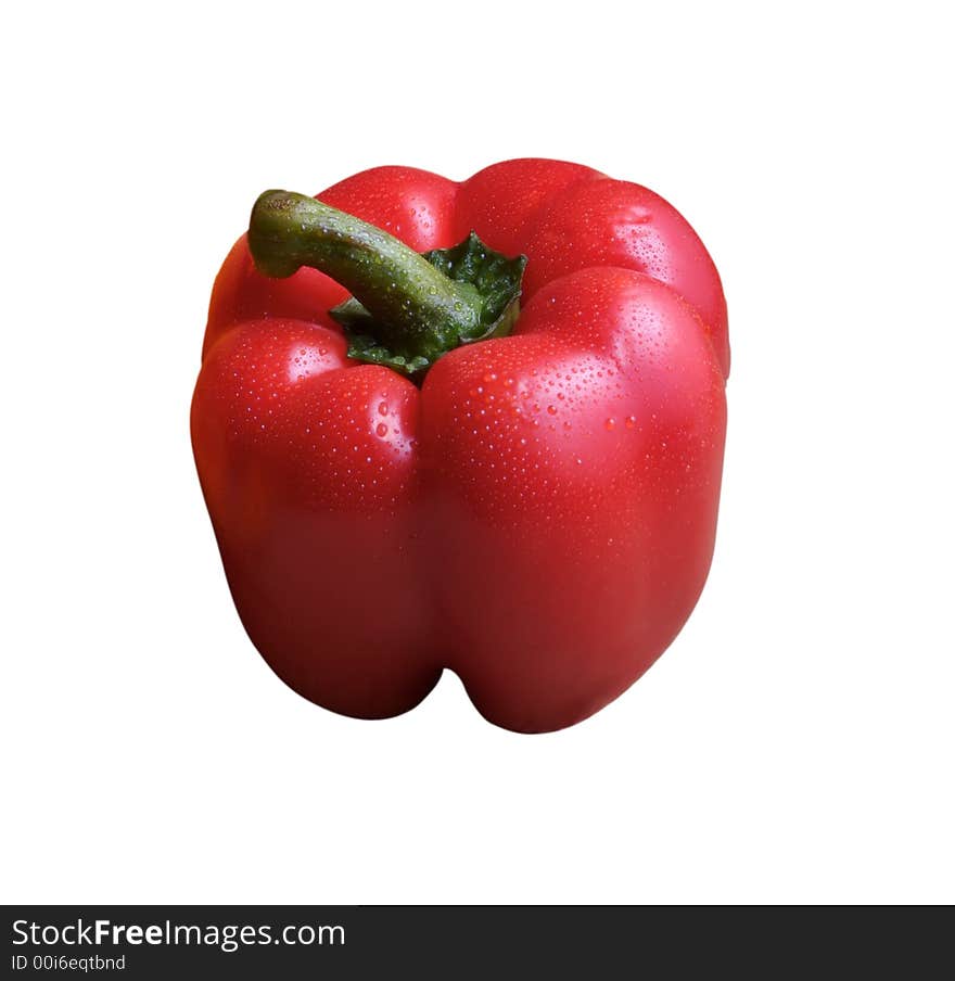 Fresh red pepper isolated on white.