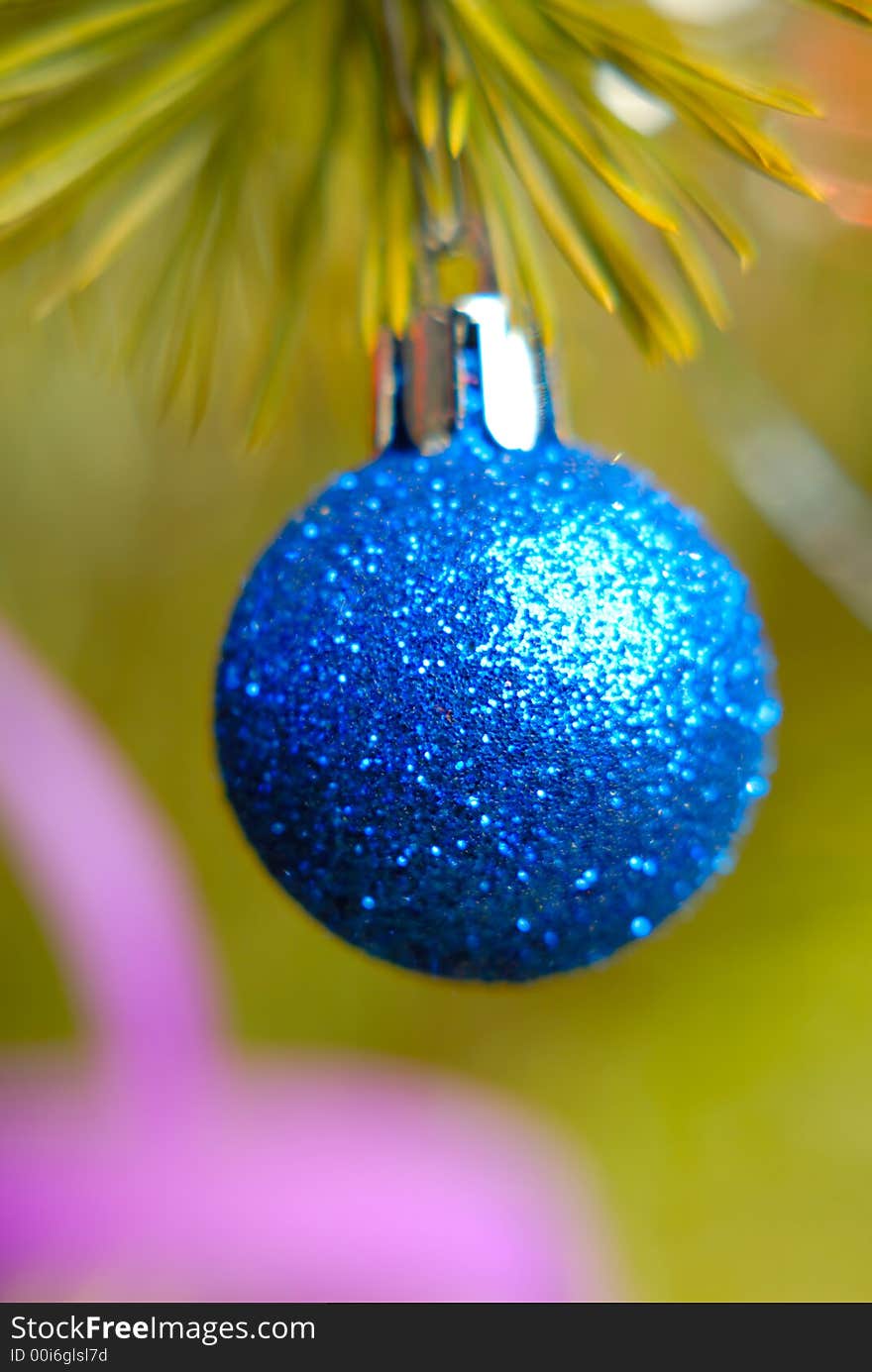 New Year's toys on fur-tree