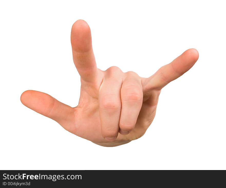 Gesture of a hand on white background