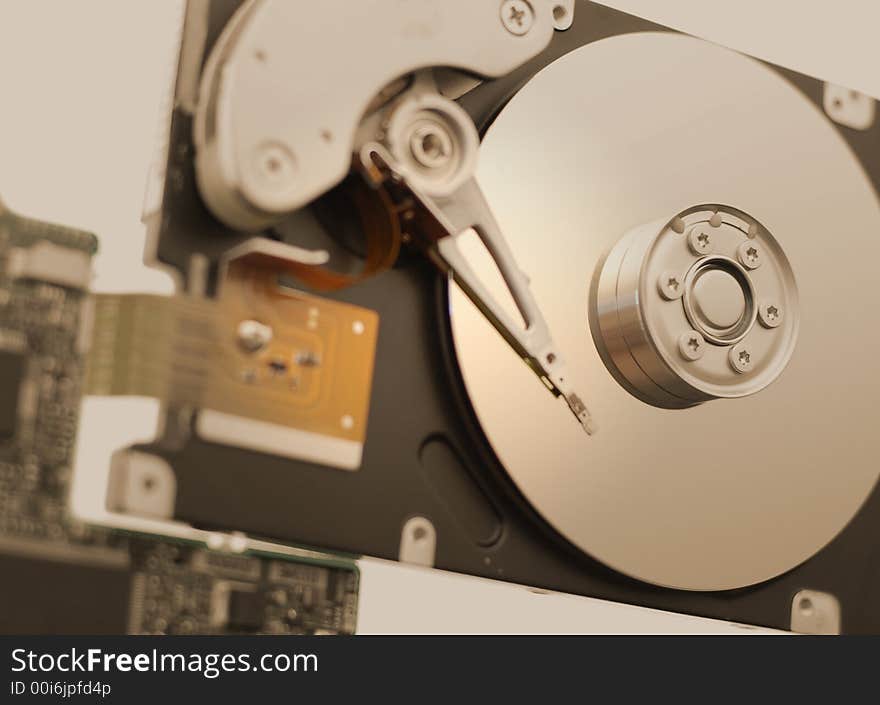 Close-up of the opened Hard Disk Drive