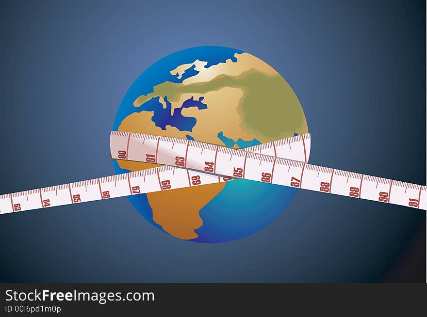 Measurement tape on the globe