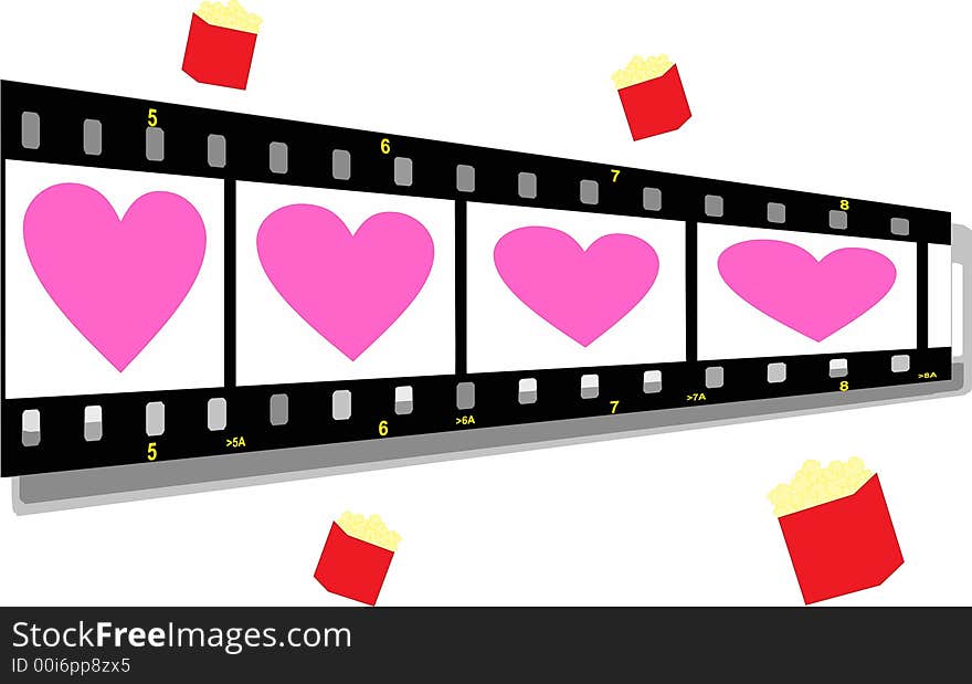 Film strip perspective with heart pink