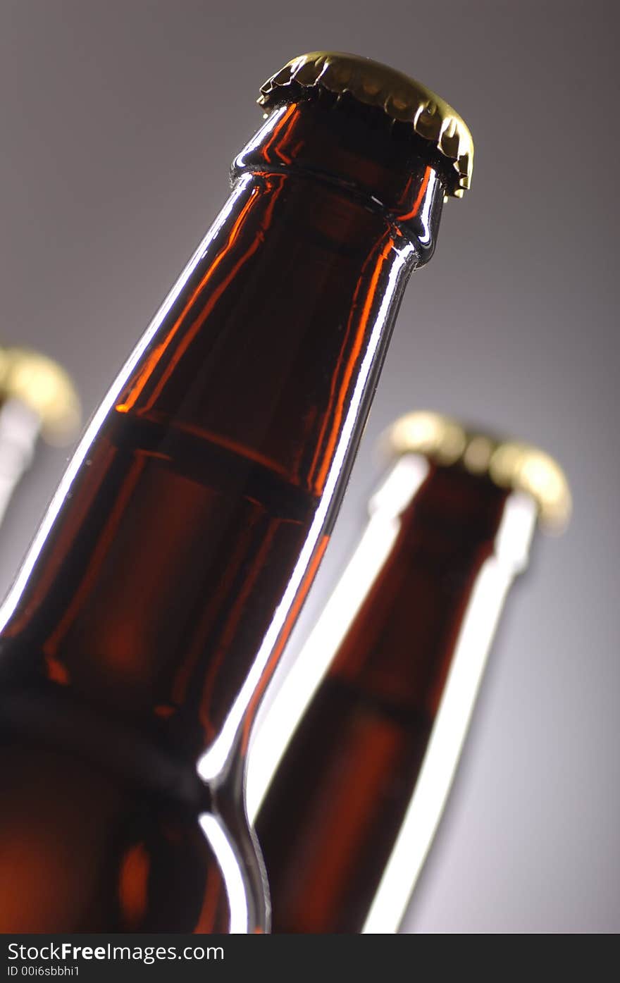 Close up shot of Beer bottles