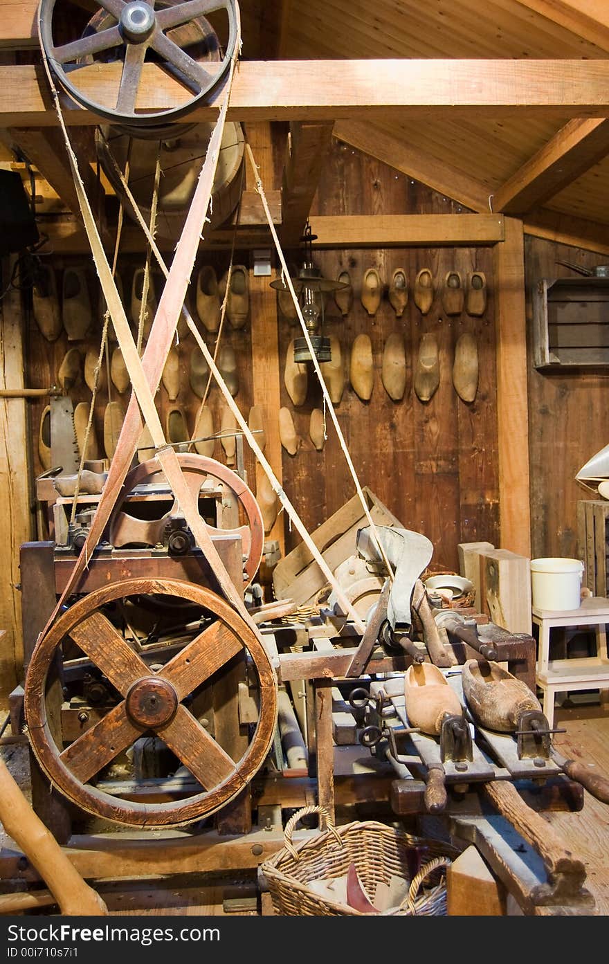 Old machine to make wooden shoes. Old machine to make wooden shoes