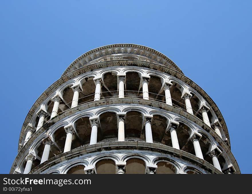 Detail photograph of the Leaning Tower of Pisa showing the delicate design of its Romanesque style arches. Detail photograph of the Leaning Tower of Pisa showing the delicate design of its Romanesque style arches.