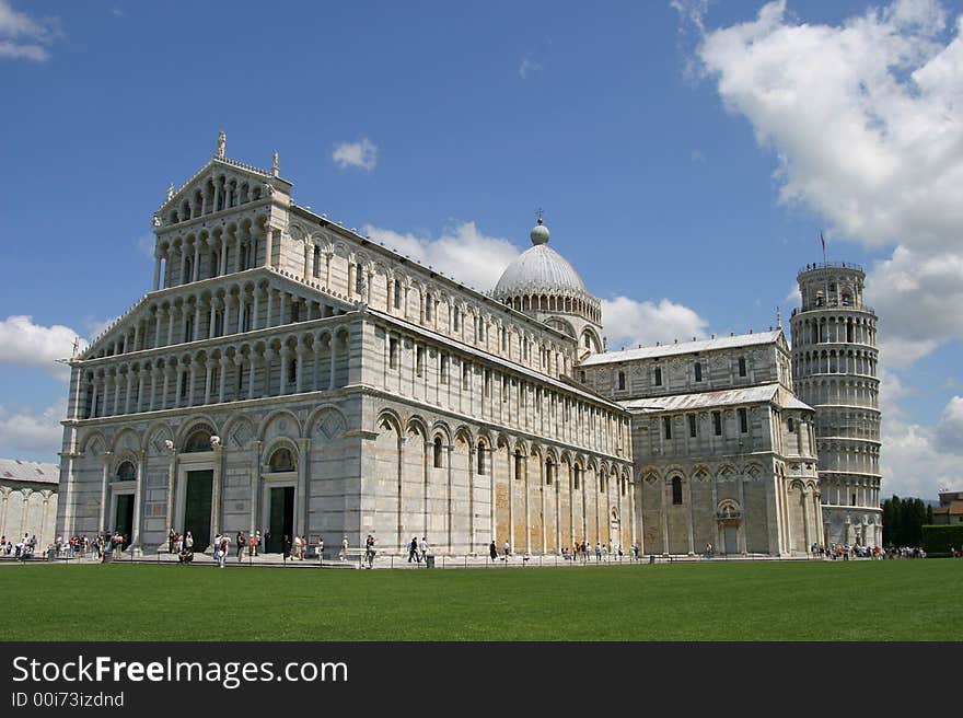 The Cathedral and the Leaning Tower of Pisa in Italy. The Cathedral and the Leaning Tower of Pisa in Italy